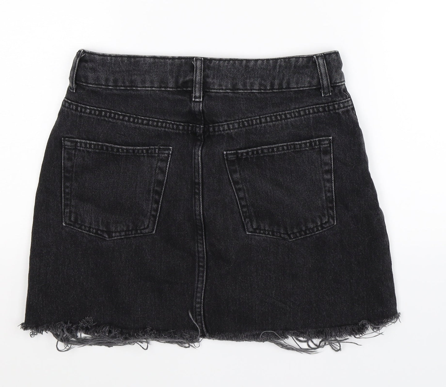 Topshop Womens Black  Denim A-Line Skirt Size 8