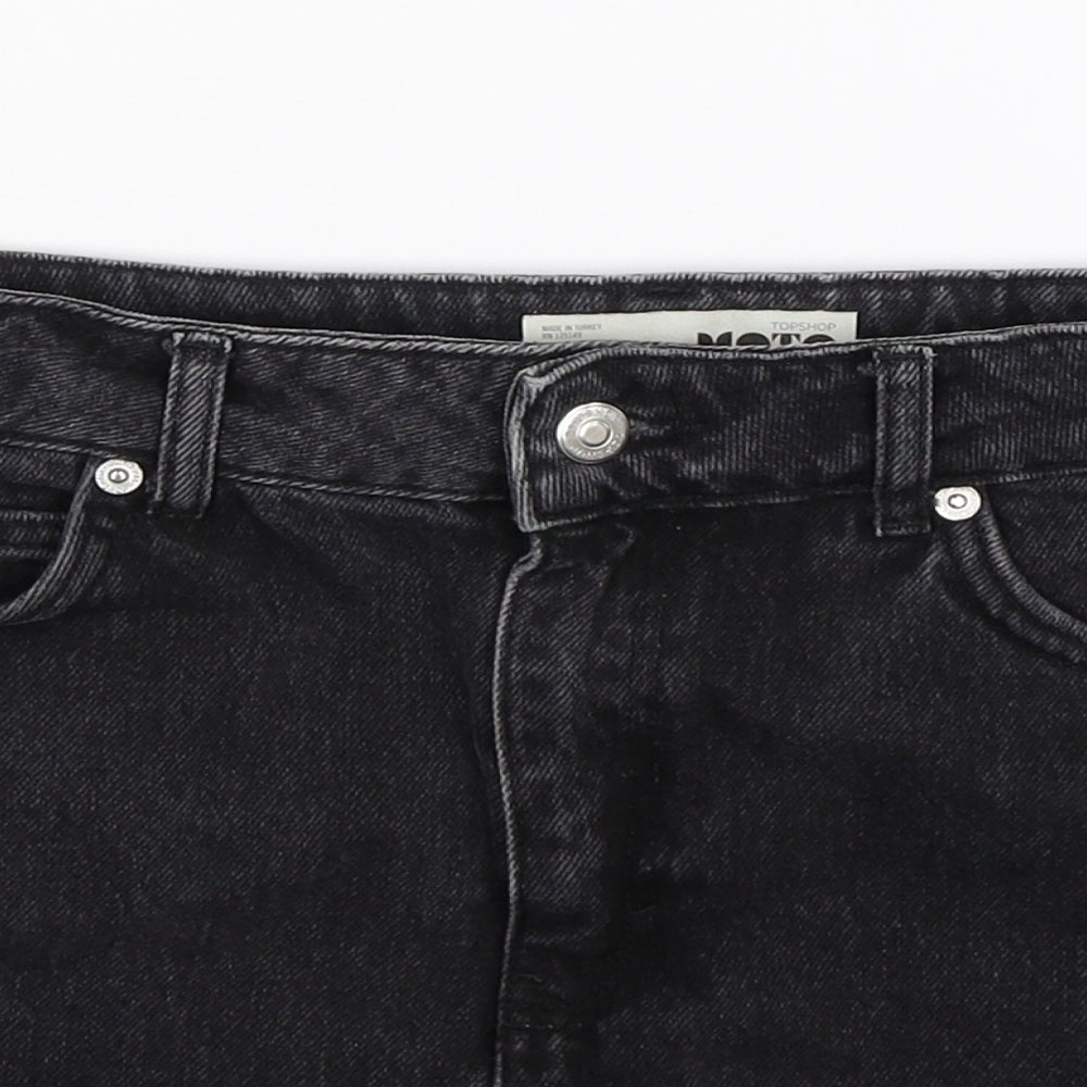 Topshop Womens Black  Denim A-Line Skirt Size 8