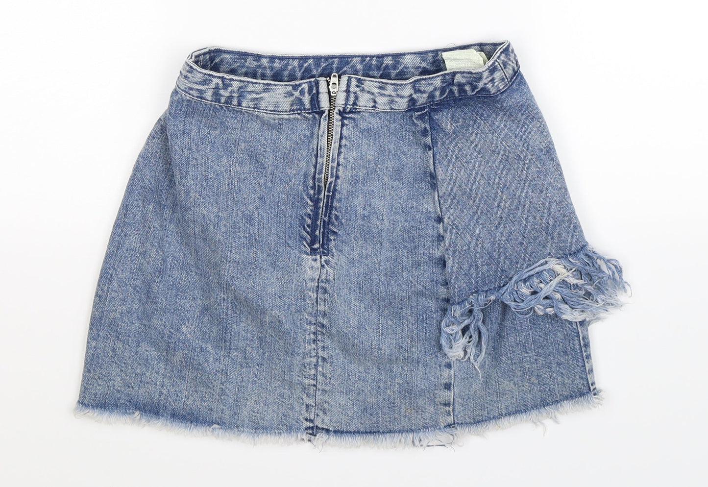 Zara Womens Blue  Denim A-Line Skirt Size XS