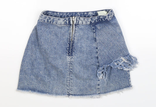 Zara Womens Blue  Denim A-Line Skirt Size XS