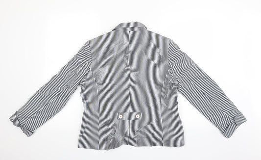 Coercion Womens White Striped  Overcoat Jacket Size 18