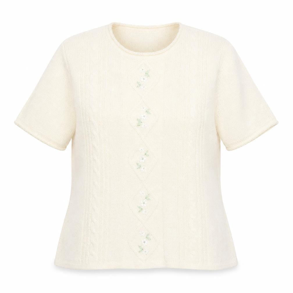 Preworn Womens Beige Floral  Jersey T-Shirt Size 16
