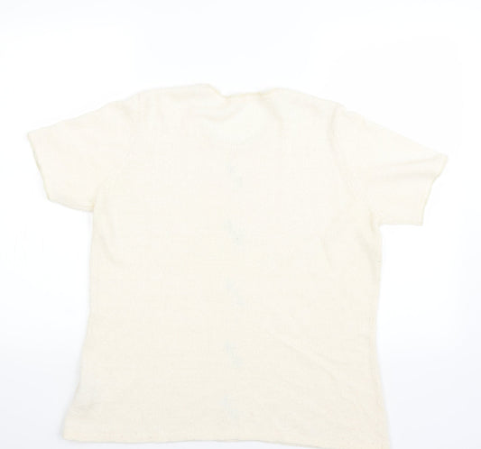 Preworn Womens Beige Floral  Jersey T-Shirt Size 16