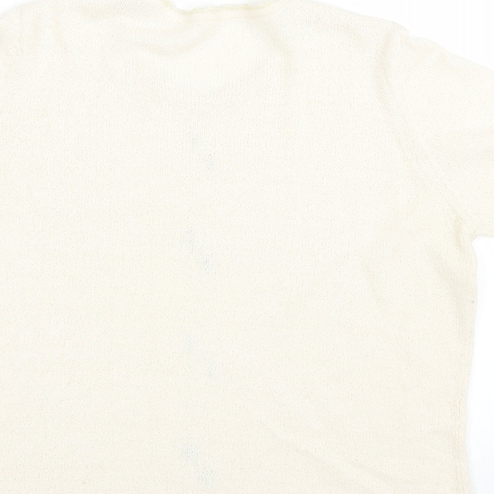 Preworn Womens Beige Floral  Jersey T-Shirt Size 16