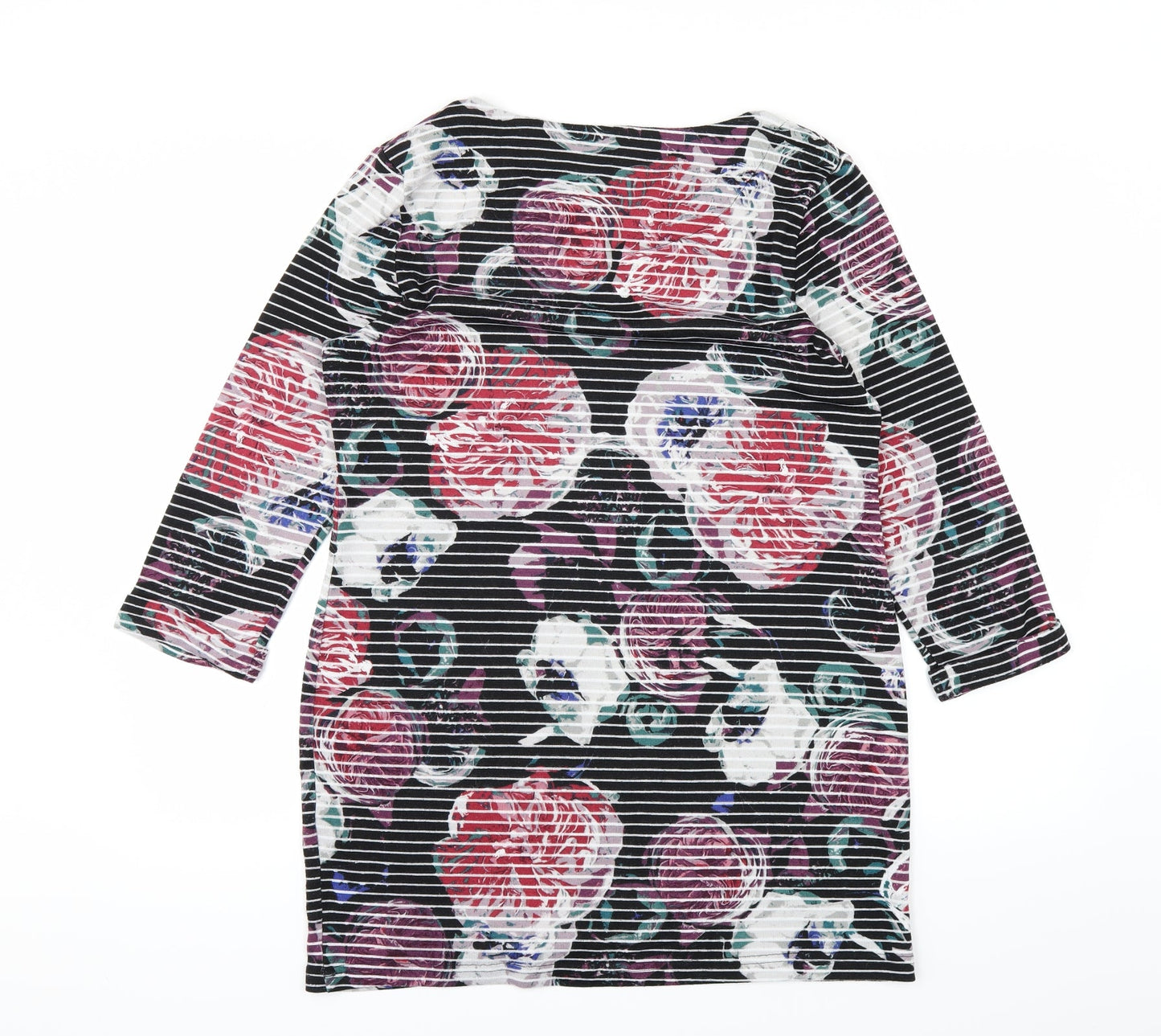 Marks and Spencer Womens Black Floral  Basic T-Shirt Size 14
