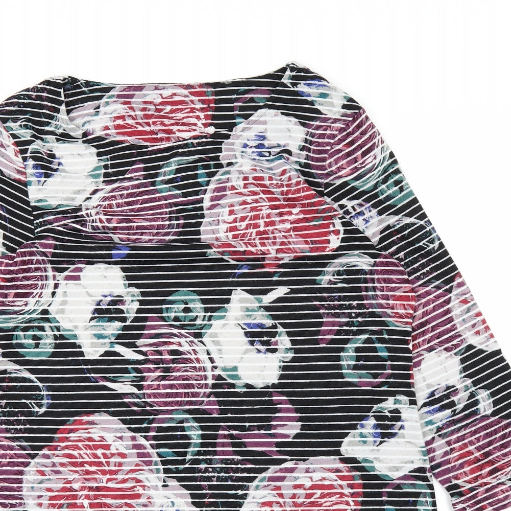 Marks and Spencer Womens Black Floral  Basic T-Shirt Size 14