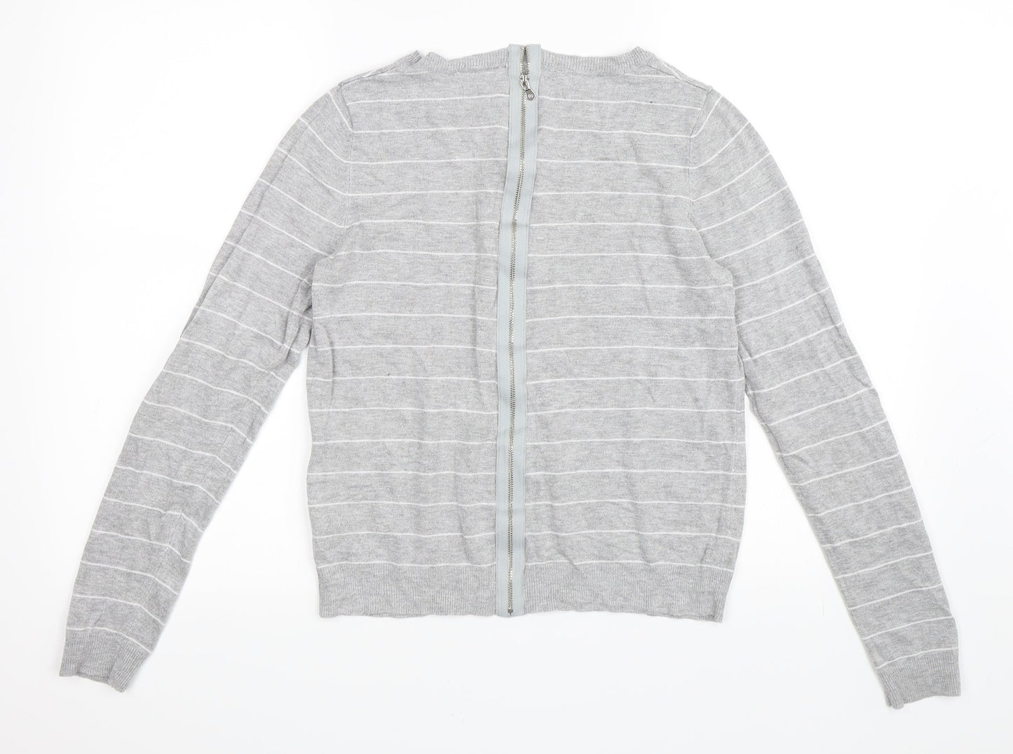 Warehouse Womens Grey Striped  Pullover Jumper Size 12
