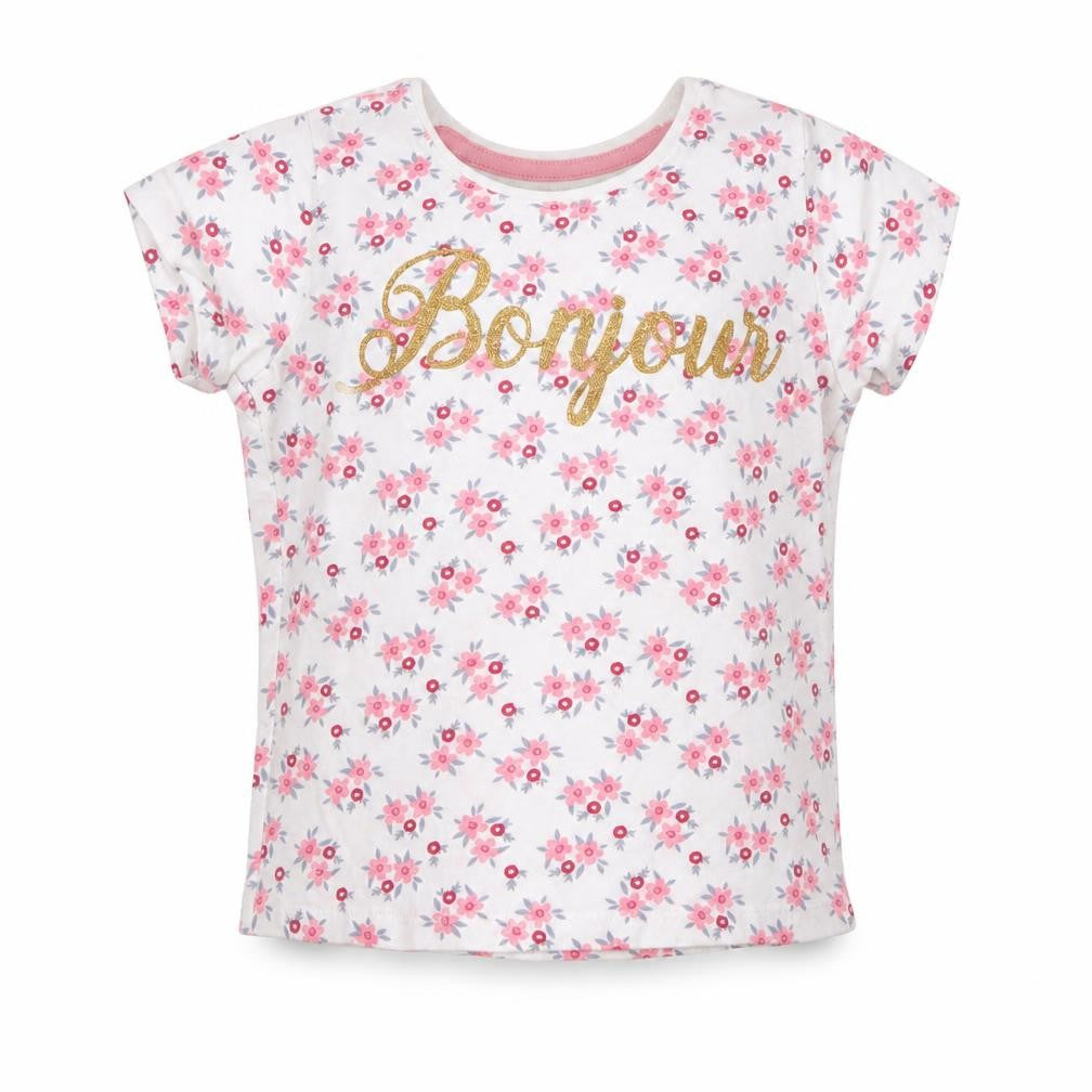 Primark Girls White Floral  Basic T-Shirt Size 2-3 Years