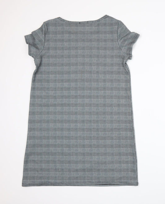 Boohoo Womens Grey Houndstooth  A-Line  Size 12