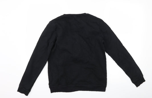 Tezenis Womens Black Polka Dot  Pullover Sweatshirt Size S  - Pom poms