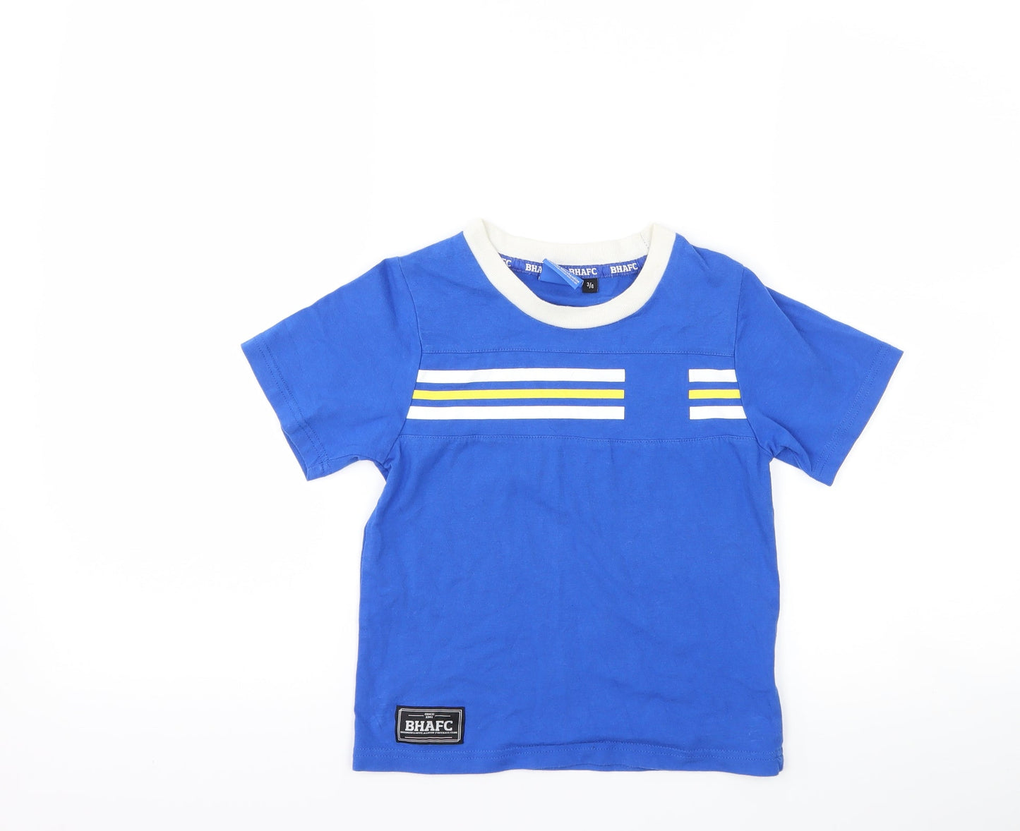 BHAFC Boys Blue Striped  Basic T-Shirt Size 3-4 Years