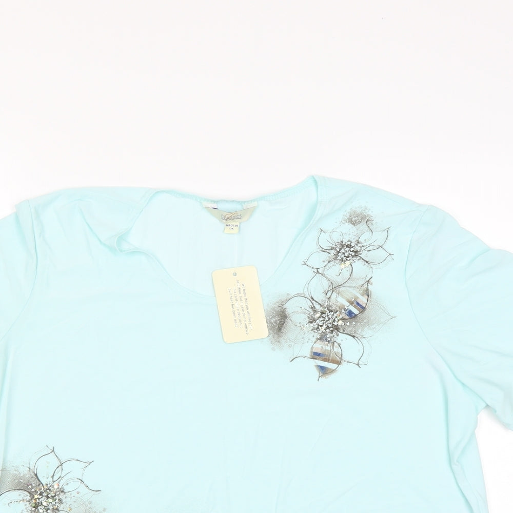 Classics Womens Blue   Basic Blouse Size 16  - floral detail