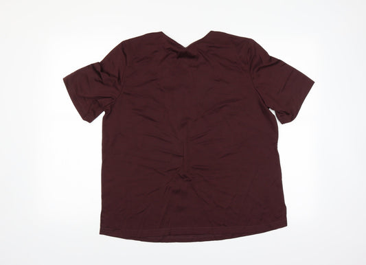 Classics Womens Red   Basic Blouse Size 16  - embroidered neckline wine red