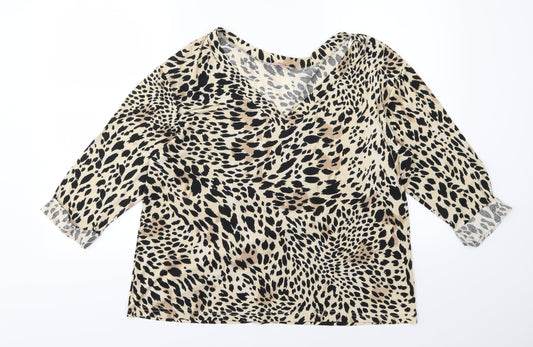 Supre Womens Brown Animal Print Jersey Basic T-Shirt Size S  - oversized
