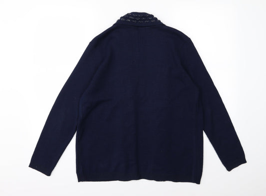 Envy Womens Blue  Knit Cardigan Jumper Size M