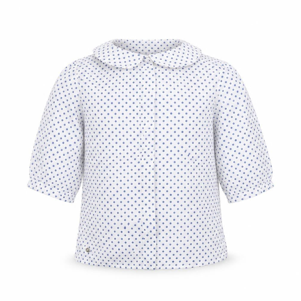 Over kids Girls White Polka Dot  Basic Blouse Size 6 Years