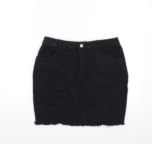 daphnea Womens Black  Denim Mini Skirt Size M