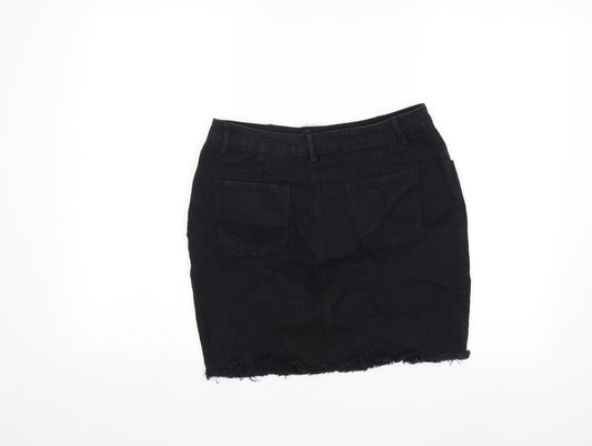daphnea Womens Black  Denim Mini Skirt Size M