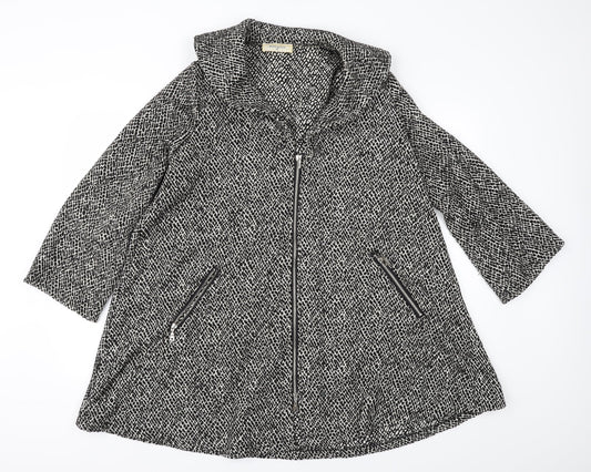Monacco Womens Black Animal Print  Overcoat Coat Size 12