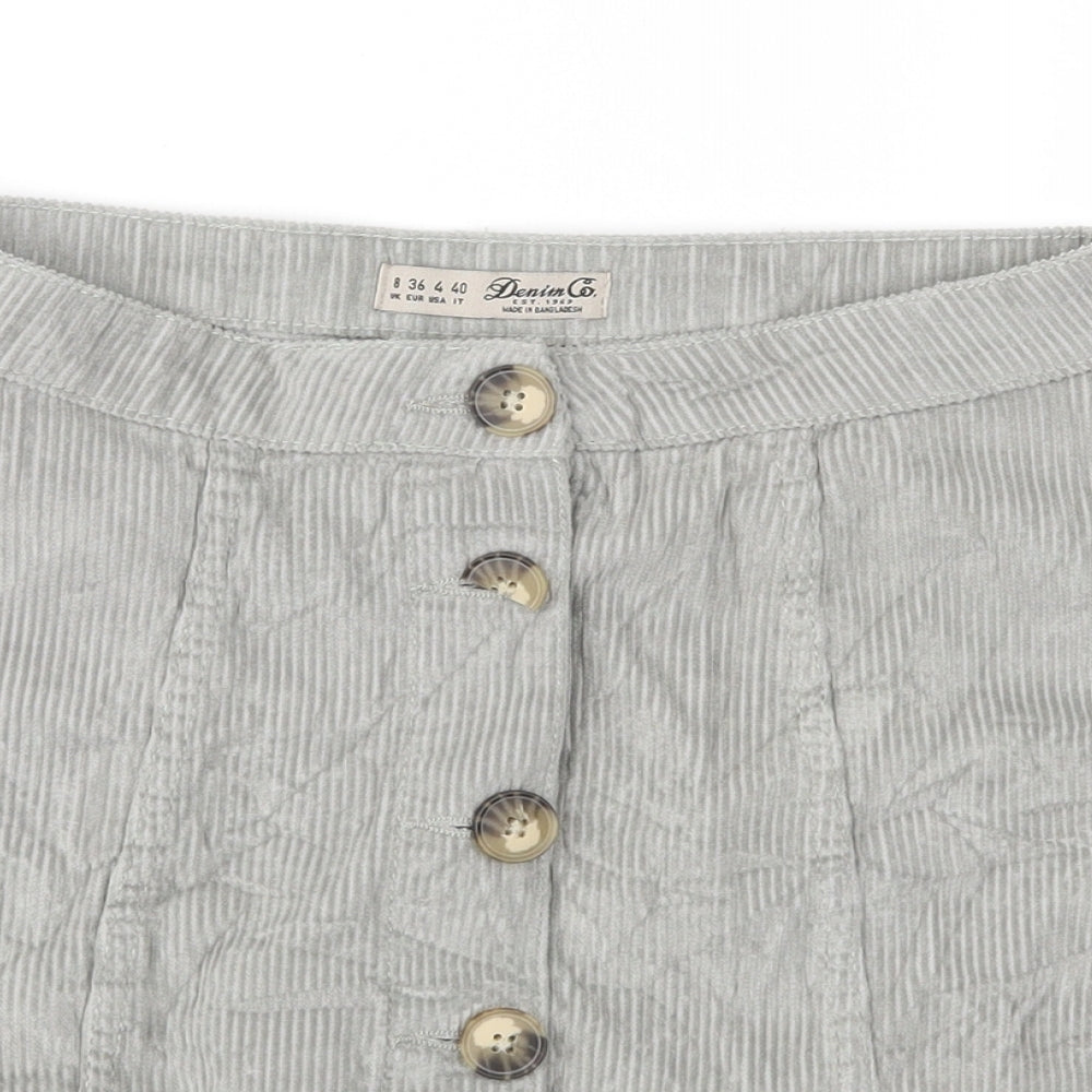 Denim & Co. Womens Green  Corduroy A-Line Skirt Size 8