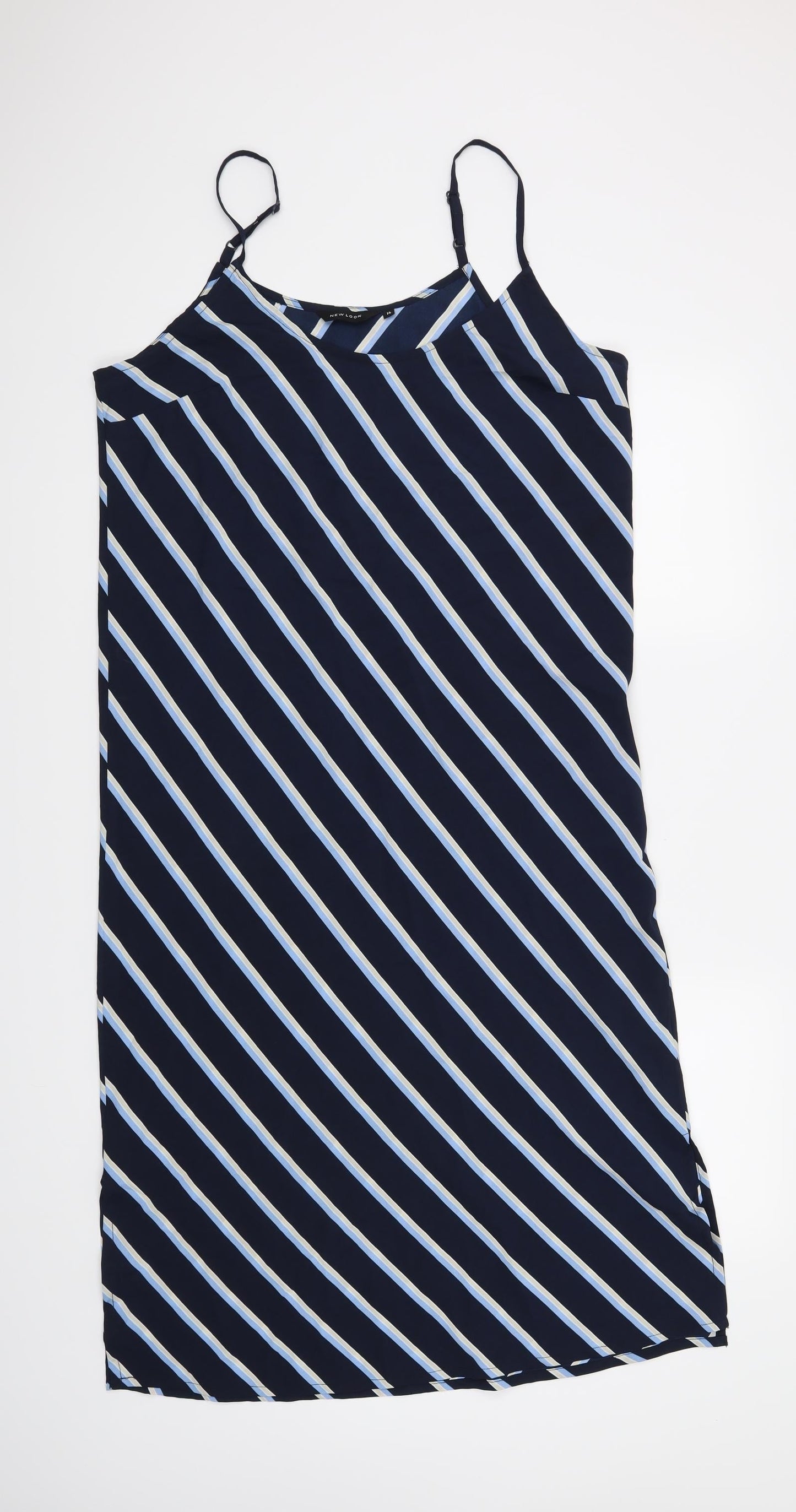 New Look Womens Blue Striped  A-Line  Size 14