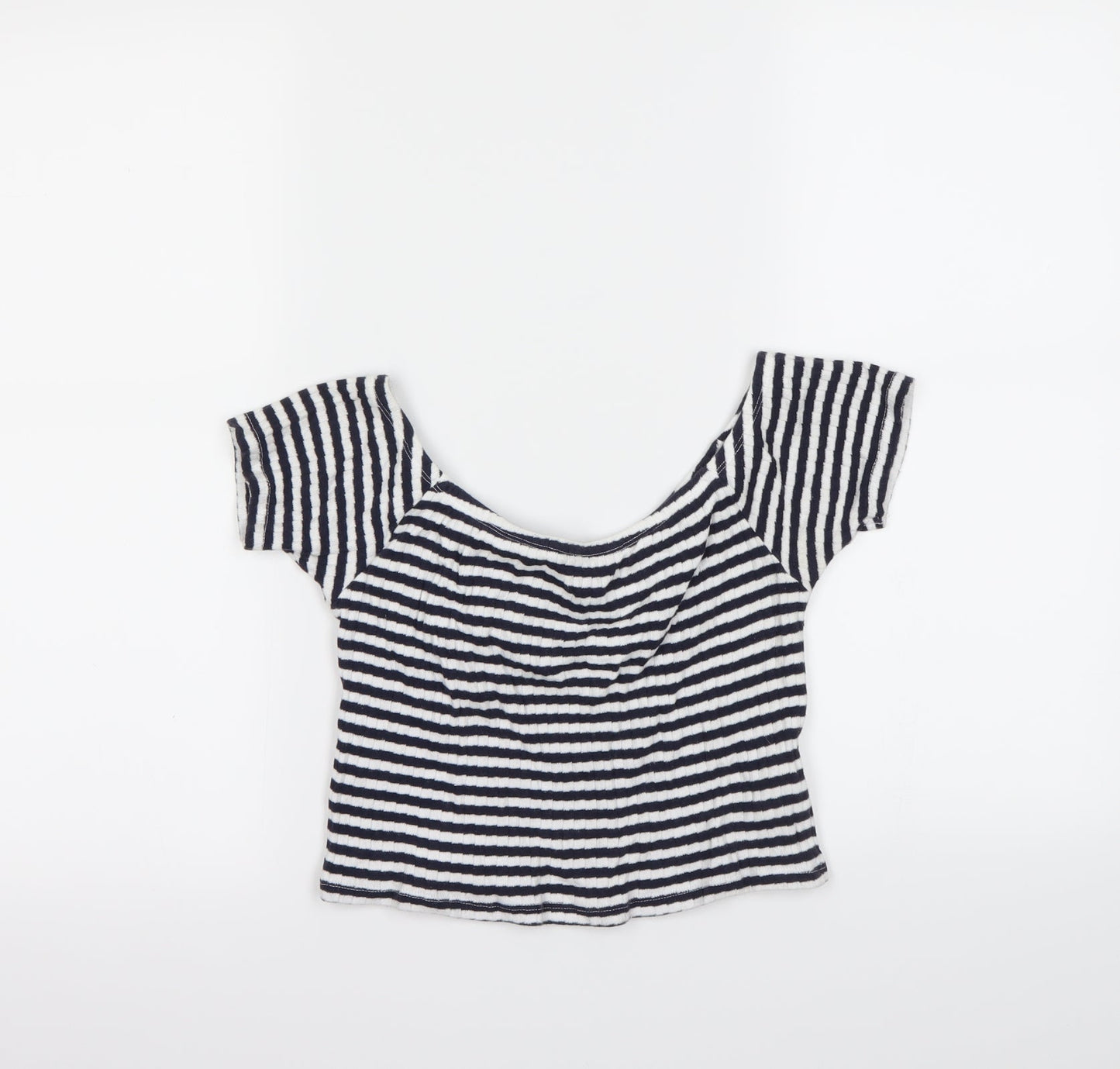 New Look Womens Blue Striped  Basic T-Shirt Size 12