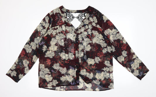 Preworn Womens Multicoloured Floral  Basic Button-Up Size XL