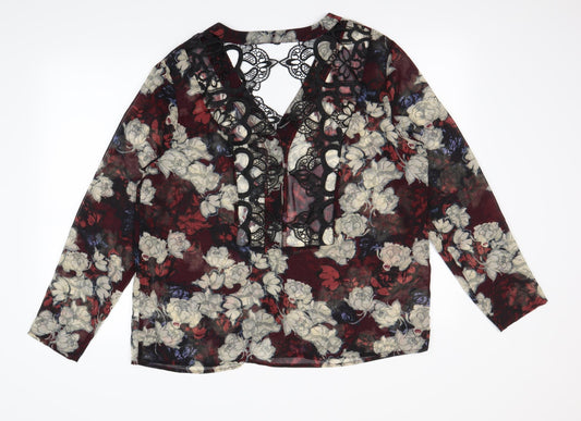 Preworn Womens Multicoloured Floral  Basic Button-Up Size XL