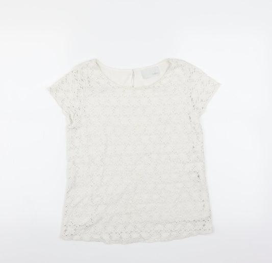 Index Womens White Floral  Basic Blouse Size M