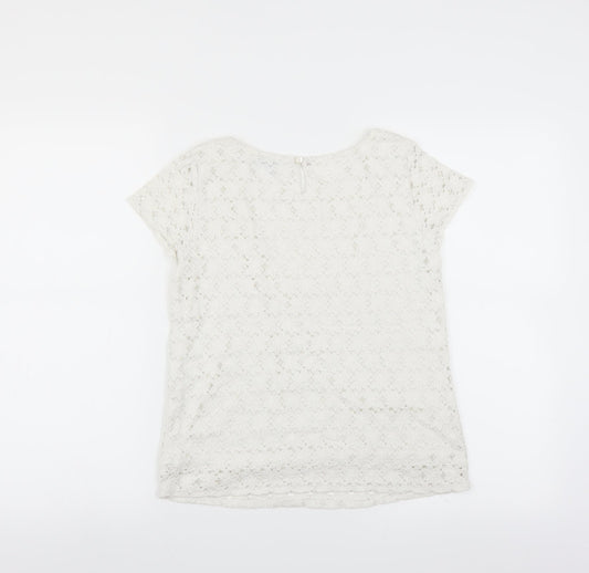 Index Womens White Floral  Basic Blouse Size M