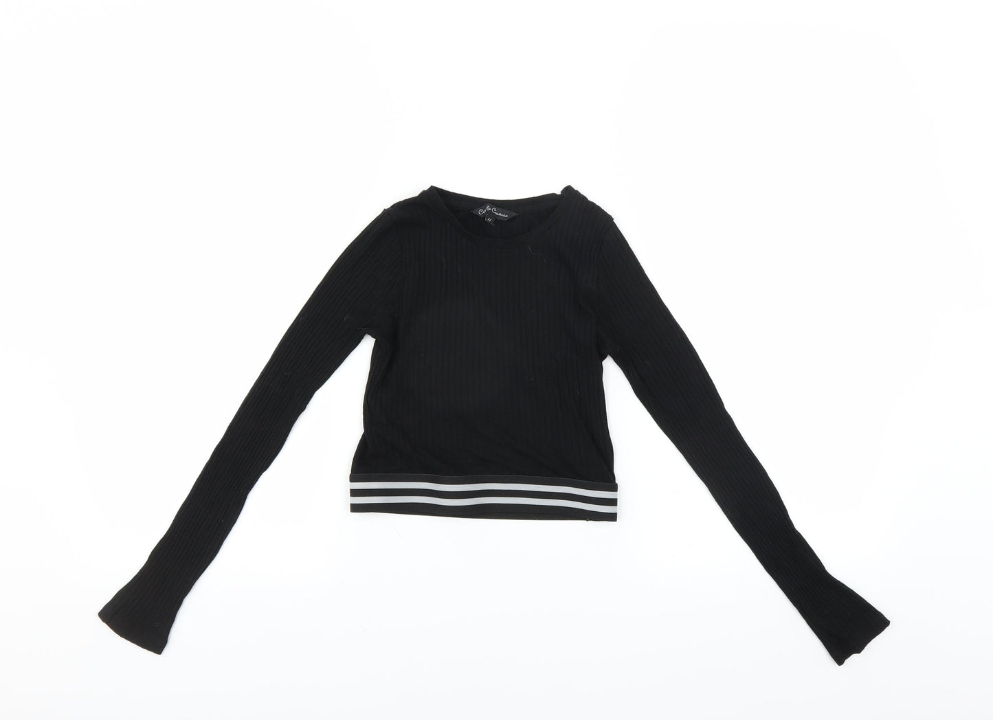 Candy Couture Girls Black   Basic T-Shirt Size 11 Years  - CROPPED