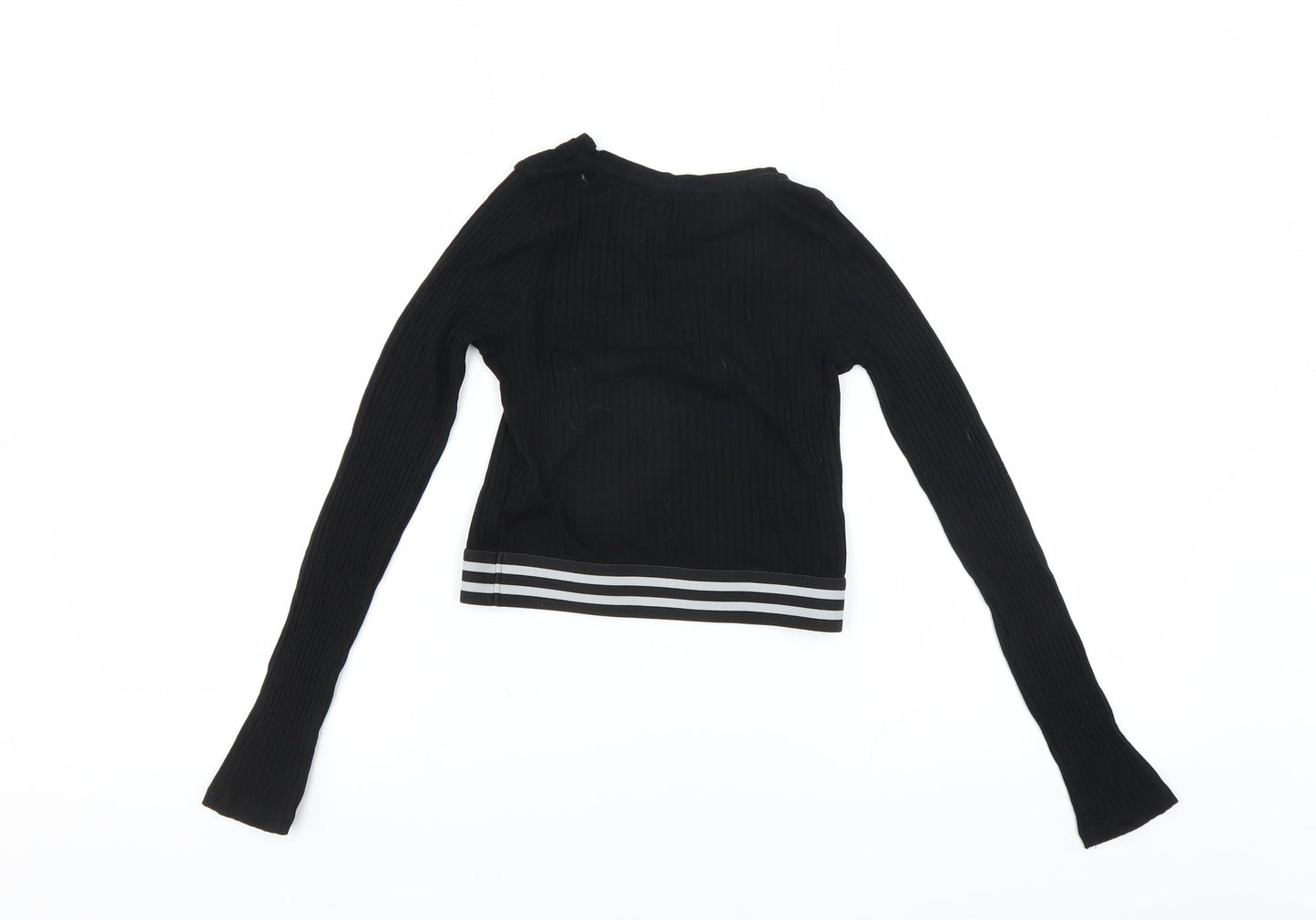 Candy Couture Girls Black   Basic T-Shirt Size 11 Years  - CROPPED