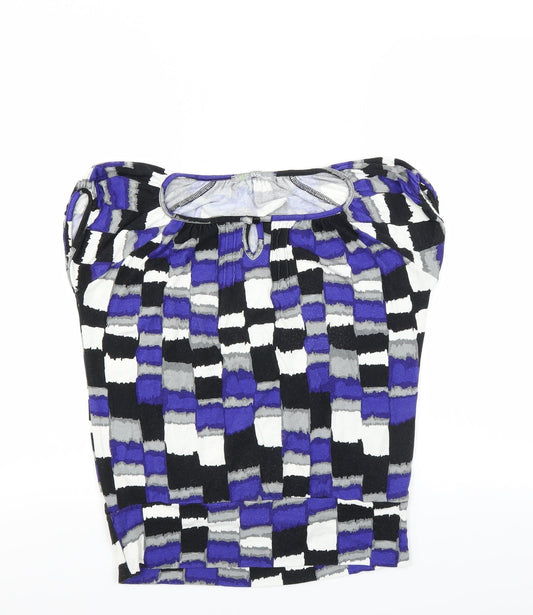 Marks and Spencer Womens Blue Geometric  Basic Blouse Size 10