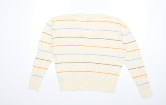 Marks and Spencer Womens Beige Striped Knit Pullover Jumper Size L