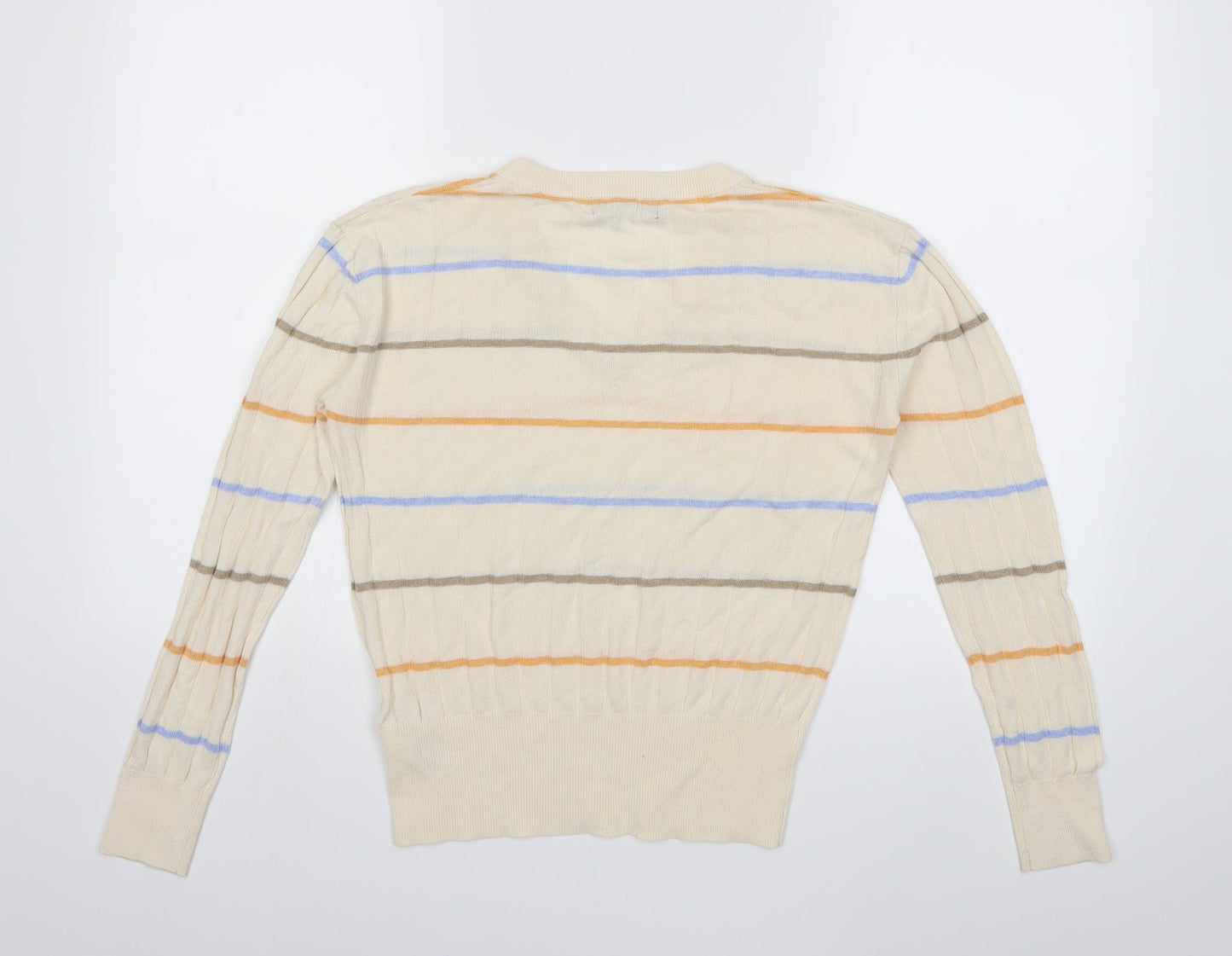 Marks and Spencer Womens White Striped Knit Pullover Jumper Size S