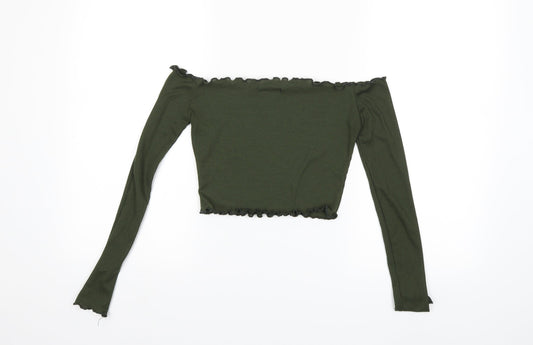 PRETTYLITTLETHING Womens Green   Basic Blouse Size 4