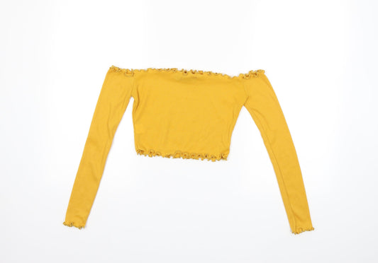 PRETTYLITTLETHING Womens Yellow   Basic Blouse Size 4