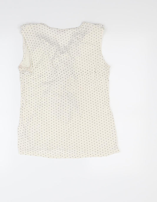 ginger Womens White Polka Dot  Basic T-Shirt Size M