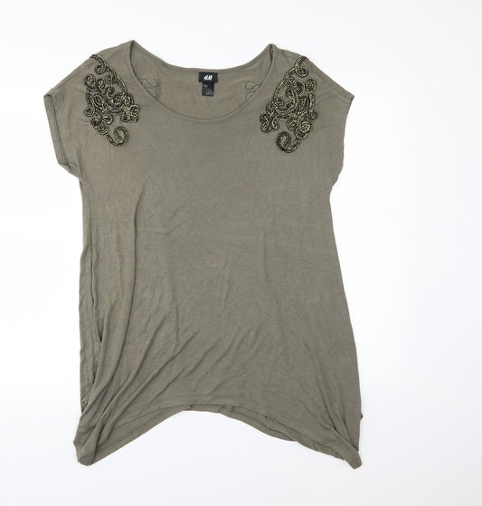 H&M Womens Green  Jersey Basic T-Shirt Size M