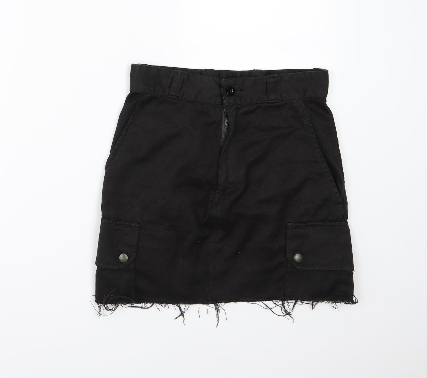 Preworn Womens Black  Denim A-Line Skirt Size 26 in