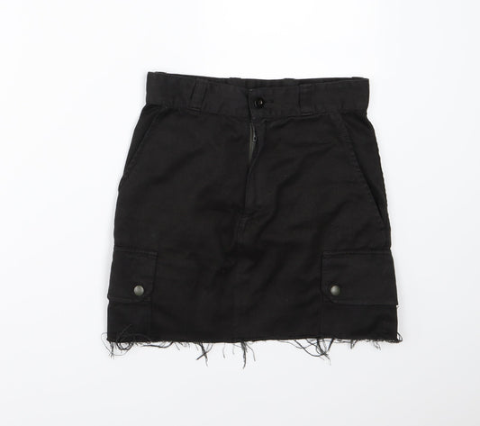 Preworn Womens Black  Denim A-Line Skirt Size 26 in