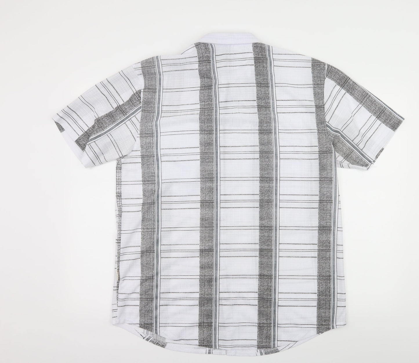 Green-G Mens White Striped   Button-Up Size L