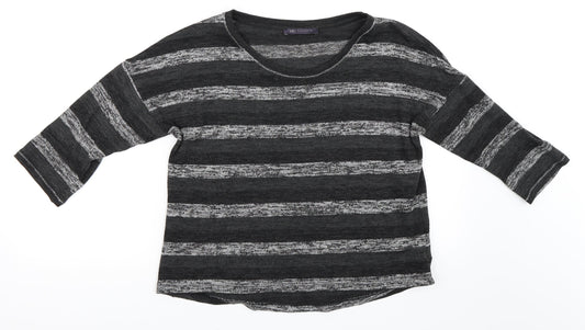 Marks and Spencer Womens Grey Striped  Pullover Jumper Size 10