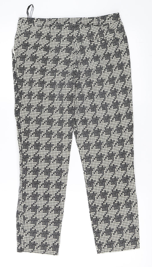 Topshop Womens Ivory Houndstooth  Cropped Trousers Size 10 L23 in