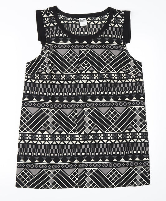 Vera Moda Womens Black Geometric  Basic Blouse Size M