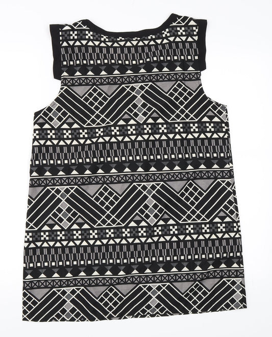 Vera Moda Womens Black Geometric  Basic Blouse Size M