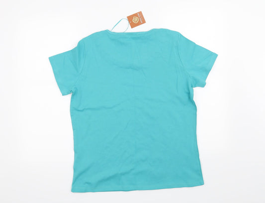 Anna Rose Womens Green   Basic T-Shirt Size L