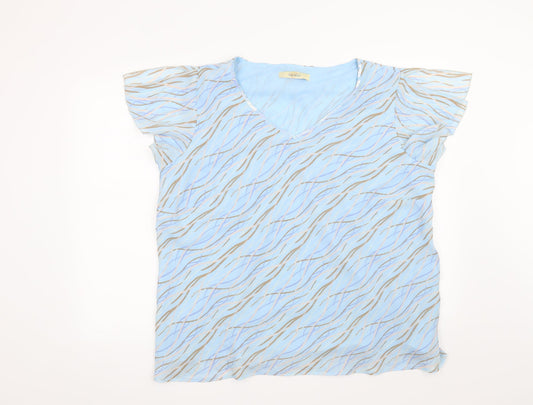 Classics Womens Blue Geometric  Basic Blouse Size 20