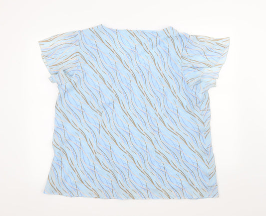 Classics Womens Blue Geometric  Basic Blouse Size 20