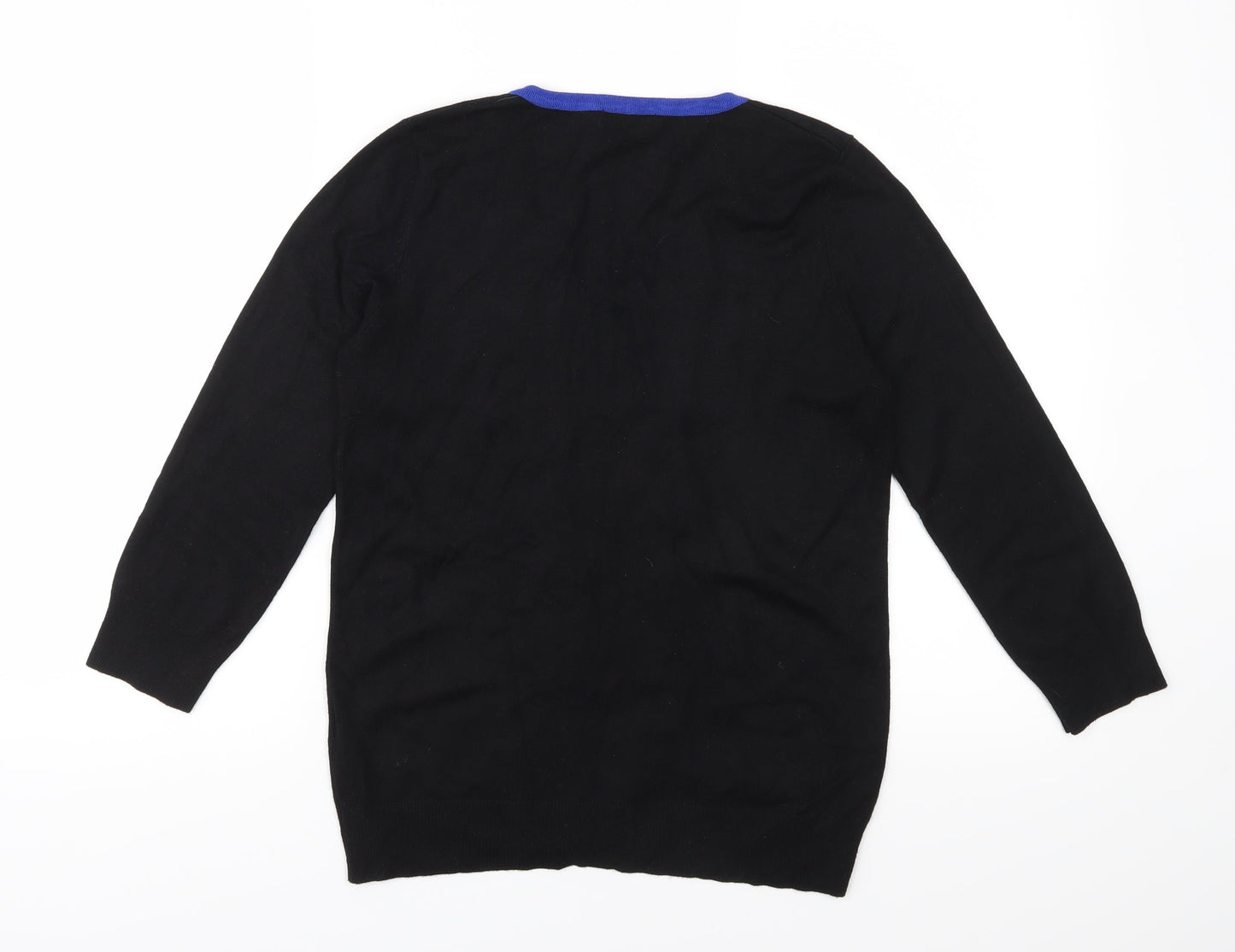 M&Co Womens Black Striped Knit Pullover Jumper Size 10